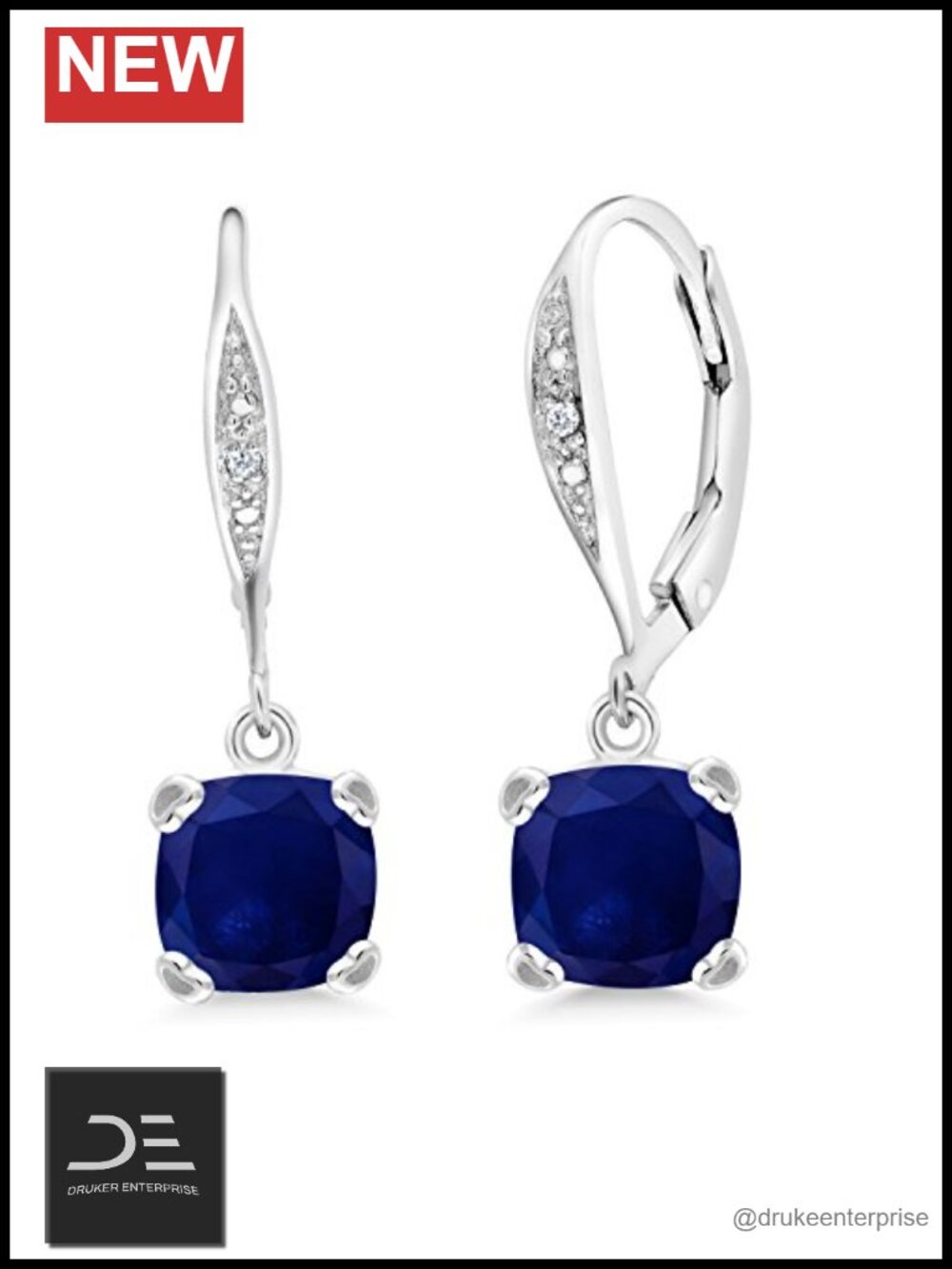 Cushion Cut Gemstone Drop Dangle Earrings 925 Sterling Silver Birthstone Diamond